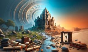 AI generated composite of time, scrolls and ancient ruins.	Source: Bazoom