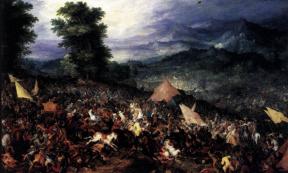 Conflict rages at the Battle of Issus, 1602 painting by Jan Brueghel the Elder.