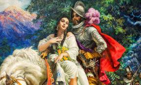In this 1941 painting by Mexican artist Jesús de la Helguera, la Malinche is portrayed as a sultry character with European features, nestled in the arms of Hernán Cortés. Source: Joseaqc / CC BY-SA 4.0