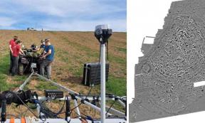 Left, Preparation of a geophysical survey during the field campaign in March 2024. Right; Geophysical survey of the previously unknown site of Jarkovac (Serbia).	Source:  Left; © Sebastian Schultrich/Cluster ROOTS Right; © Cluster ROOTS/Museum of Vojvodina Novi Sad/National Museum Zrenjanin/National Museum Pančevo