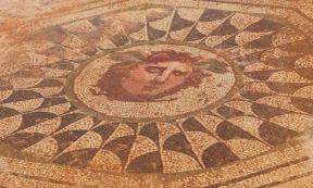 2nd century mosaic of a winged medusa head found in Roman-era house in Spain. (Image credit: Mérida City Hall)