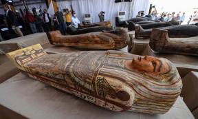 A few of the perfectly preserved new Egyptian mummies and coffins recently found in the Saqqara area, south of Cairo.        Source: Ministry of Tourism and Antiquities