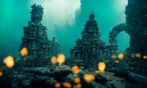 Fantasy image of a lost civilization underwater.	Source: Максим Горбанев/ Adobe Stock 
