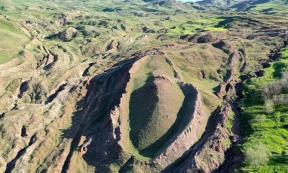 Overhead view of the Durupinar formation, near Mount Ararat in Turkey.