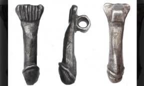 The 2,000-year-old silver penis pendant was discovered by a metal detectorist. Source: The Portable Antiquities Scheme