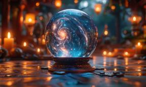 Mystic Crystal Ball in a Candlelit Room