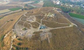 An aerial photo of the Tel Lachish in central Israel, which was quickly conquered by the Assyrians with their powerful siege ramp in 701 BC. The Assyrian siege ramp is the focus of a new study published in Oxford Journal of Archaeology. 	Source: The Lachish Expedition / Southern Adventist University