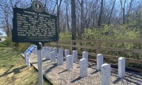 Memorial site set up to honor the soldiers murdered at Simpsonville in 1865.  