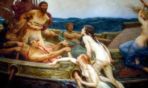 Ulysses (Odysseus) and the Sirens of Greek mythology in a painting dating to circa 1909 by Herbert James Draper. Source: Public domain