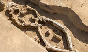 The skeleton was found in an unusual position in his grave in the Russian Far East.
