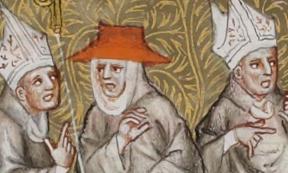 Disputing clerics from the 14th-century Grandes Chroniques de France. Source: Public domain