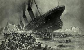 Illustration of the sinking of the Titanic.