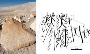 Geometric petroglyphs at Toro Muerto, Peru, possibly represent ancient songs and human figures dancing.	Source: A. Rozwadowski, Wołoszyn JZ. / Cambridge Archaeological Journal