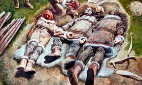 Artist’s representation of the triple burial of Dolni Vestonice