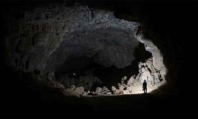 Deep within the Umm Jirsan lava cave system, archeologists find signs of transient desert life.	Source: Green Arabia Project
