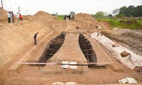 Excavation site where the two boats were found in the province of Bac Ninh, Vietnam.