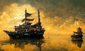 The wako pirates are typically portrayed as Japanese pirates, but the reality was more complex. Depiction of a pirate ship sailing on the ocean against a golden sky. Source: Gasi / Adobe Stock