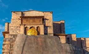 The Inca sun temple or Qorikancha in Cusco city during Inti Raymi, hence the solar disk. Source: SL-Photography/Adobe Stock