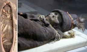The "Xiaohe Mummy", exhibited in Xinjiang Museum. 