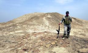 Eridu, southwest of Nasiriyah, Iraq, the world's oldest city. The ziggurat seen here may be the oldest temple on earth. 