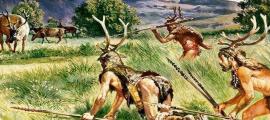 Artist's impression of prehistoric hunters. 