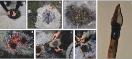 The researchers built and tested a replica of the hearth, and after about four hours of work, they had enough resin to attach two stone points to spears
