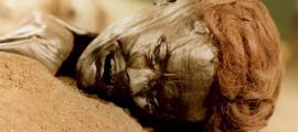 The face of the bog body known as Grauballe man. Source: Public domain
