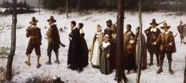 Pilgrims Going to Church, oil on canvas painting by George Henry Boughton, 1867.               Source: New-York Historical Society/Public Domain