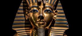 Egyptian sarcophagus of Pharaoh Tutankhamun isolated on black background. Source: Anna/Adobe Stock