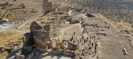 Aerial view of the Mithras temple at Diyarbakır's Zerzevan Castle.