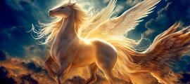 Pegasus of Greek mythology is depicted as a majestic, white, winged-horse. Source: Viks_jin / Adobe Stock