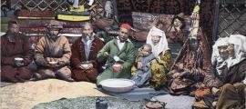 Inside a Kazakh yurt, photo 1911-14.