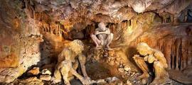 Stone Age scene recreation in Theopetra cave.