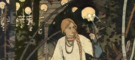 An illustration of Vasilisa the Beautiful, by Ivan Bilibin.