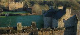Aerial view of Craignethan Castle in South Lanarkshire, Scotland