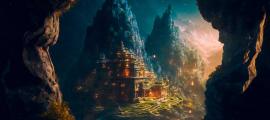 The mythical city of Shambhala, as generated by AI technology. Source: EwaStudio / Adobe Stock 