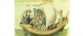 A 15th century depiction of Scota’s voyage from Egypt. 