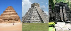 Deriv; Step Pyramid of Djoser, Egypt., El Castillo (pyramid of Kukulcán) in Chichén Itzá, Mexico, Candi Sukuh in eastern Central Java