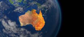 Globe map image of the region of Australia, Tasmania and New Guinea and now submerged land which once made up the Sahul landmass. Source: ink drop/Adobe Stock