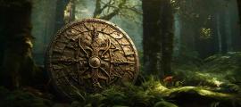 AI Representation of the legendary shield Svalinn in a forest. 	Source: Misha/Adobe Stock