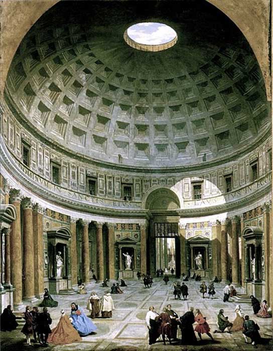The interior of the Pantheon (Roma) by Giovanni Paolo Panini