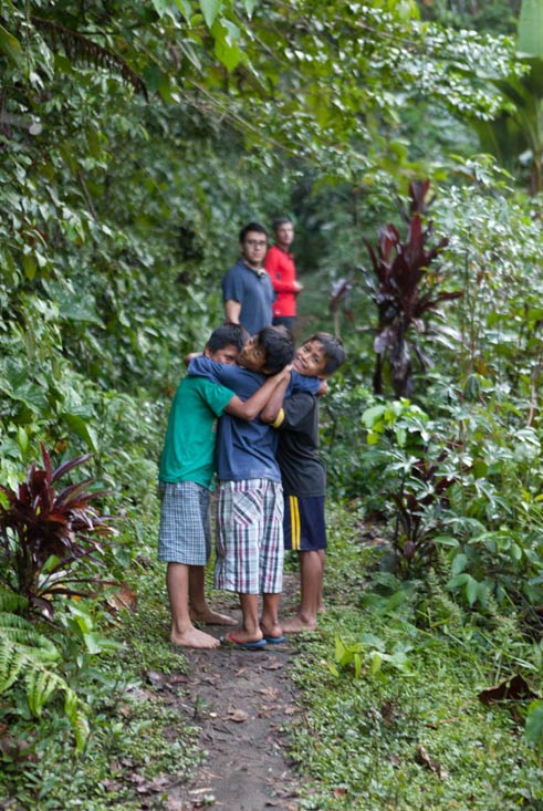 Our three young guides, who lead us to the river Pastaza