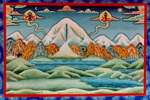 Tibetan and Nepalese Thangka depicting Mount Kailash
