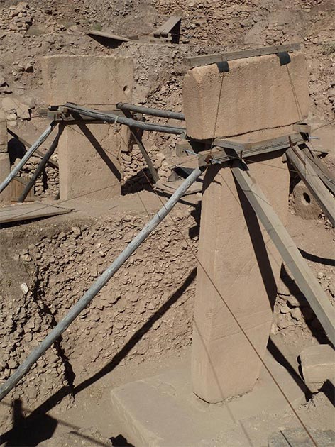 The twin central pillars at the center of Göbekli Tepe’s Enclosure D. (Credit: Andrew Collins)